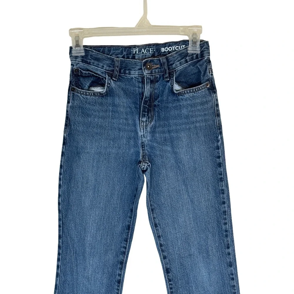 The Childrens Place Bootcut Jeans Boys Size‎ 12 Slim Blue Denim Adjustable Waist